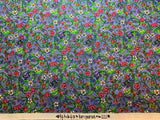 Strawberry Butterfly Vine Cotton Fabric Vintage 90's OOP by SSI