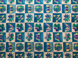 Turquoise Flowers & Butterflies Cotton Fabric Vintage 90's OOP Classic Cottons