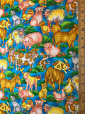 Giggles Farm Animals Cotton Fabric Vintage 90's OOP Hoffman