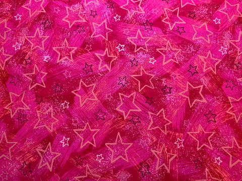 Hot Pink Stars Cotton Fabric Vintage 90's OOP Color Bridge P&B