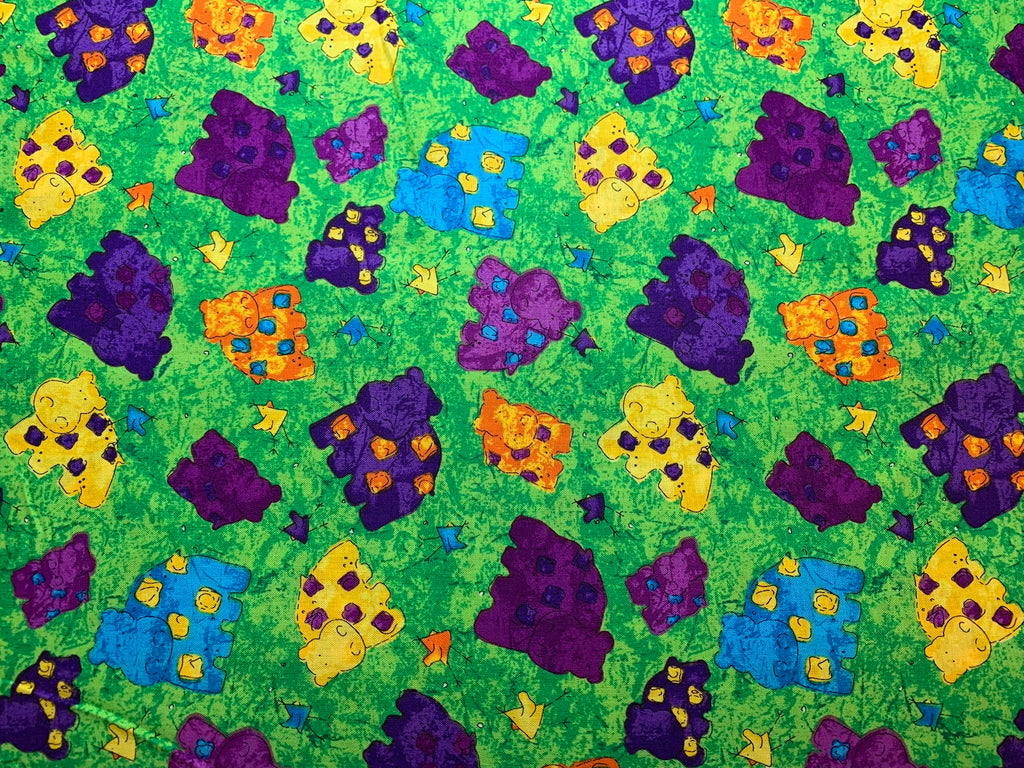 Zippity Do Za Hippos Cotton Fabric Vintage 90's OOP Kid Stuff SSI