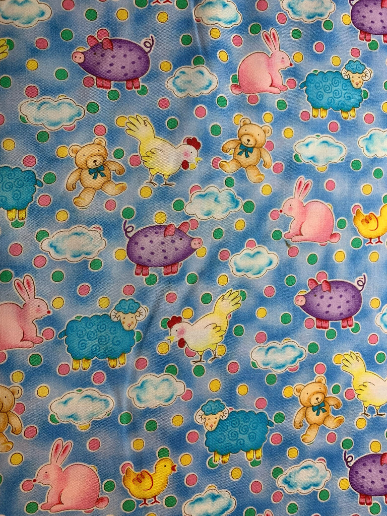 Lollipops Stuffed Animals Dots Cotton Fabric Vintage 90's OOP Hoffman
