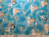 New Baby & Storks on Clouds Cotton Fabric Vintage 90's OOP by Patrick Lose