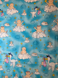 New Baby & Storks on Clouds Cotton Fabric Vintage 90's OOP by Patrick Lose