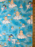 New Baby & Storks on Clouds Cotton Fabric Vintage 90's OOP by Patrick Lose