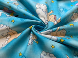 New Baby & Storks on Clouds Cotton Fabric Vintage 90's OOP by Patrick Lose