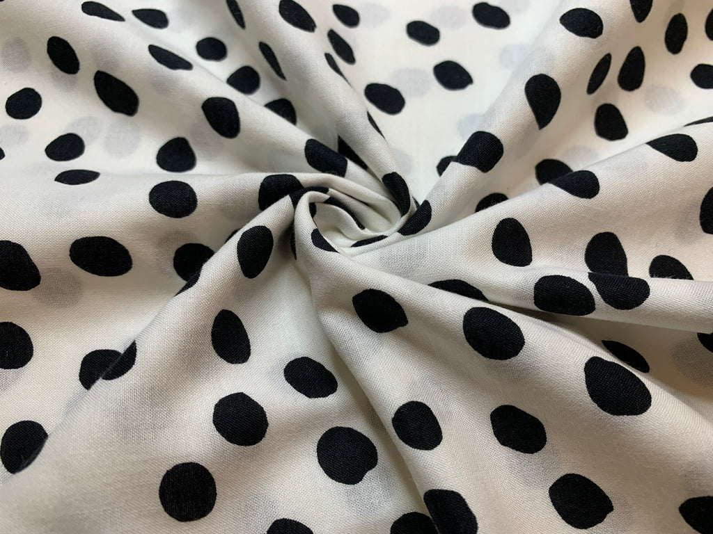 Black and White Polka Dots Cotton Fabric Vintage 90's OOP by P&B