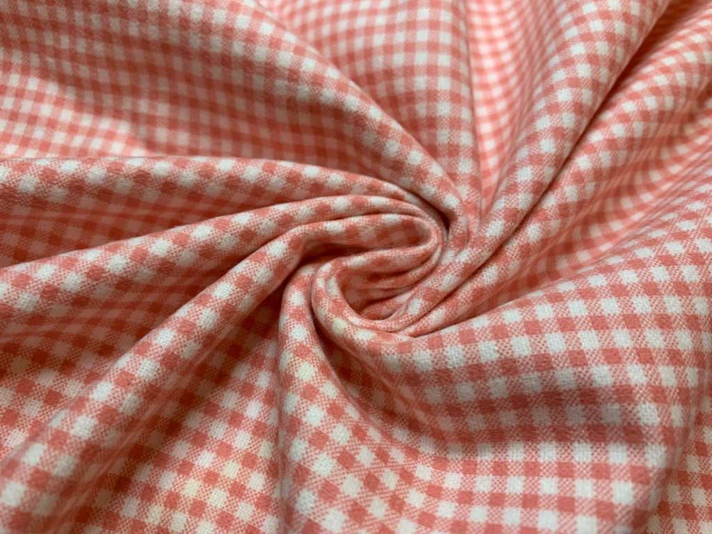 Pink Gingham Cotton Flannel Fabric Vintage 90's OOP