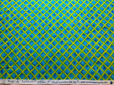 Green & Turquoise Blue Diamonds Cotton Fabric Vintage 90's OOP by SSI