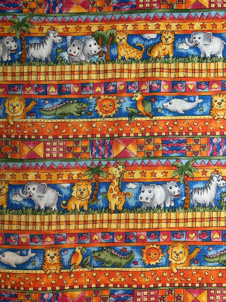 Two by Two #2 Noah's Ark Animals Cotton Fabric Vintage 90's OOP by Hoffman