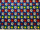 Blue with Soccer Balls Cotton Fabric Vintage 90's OOP by Timeless Treasures