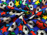 Blue with Soccer Balls Cotton Fabric Vintage 90's OOP by Timeless Treasures