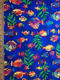Snorkel Ocean Fish Cotton Fabric Vintage 90's OOP by Hoffman