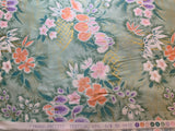 Sage & Peach Iris Floral Cotton Sateen Fabric Vintage 90's OOP