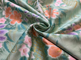 Sage & Peach Iris Floral Cotton Sateen Fabric Vintage 90's OOP