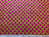 Yellow & Fuchsia Pink Diamonds Cotton Fabric Vintage 90's OOP by SSI