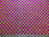 Yellow & Fuchsia Pink Diamonds Cotton Fabric Vintage 90's OOP by SSI