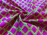 Yellow & Fuchsia Pink Diamonds Cotton Fabric Vintage 90's OOP by SSI