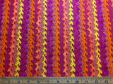 Pink Orange Yellow Waves Stripe Cotton Fabric Vintage 90's OOP SSI