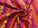 Pink Orange Yellow Waves Stripe Cotton Fabric Vintage 90's OOP SSI