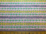 Floral Vine Stripe Cotton Fabric Vintage 90's OOP