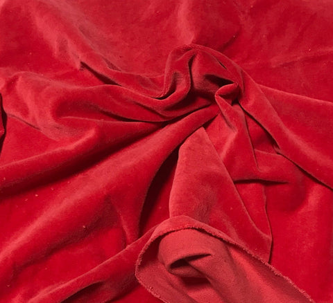 Scarlet Red  - Hand Dyed Cotton Velveteen - 5"x54" Remnant