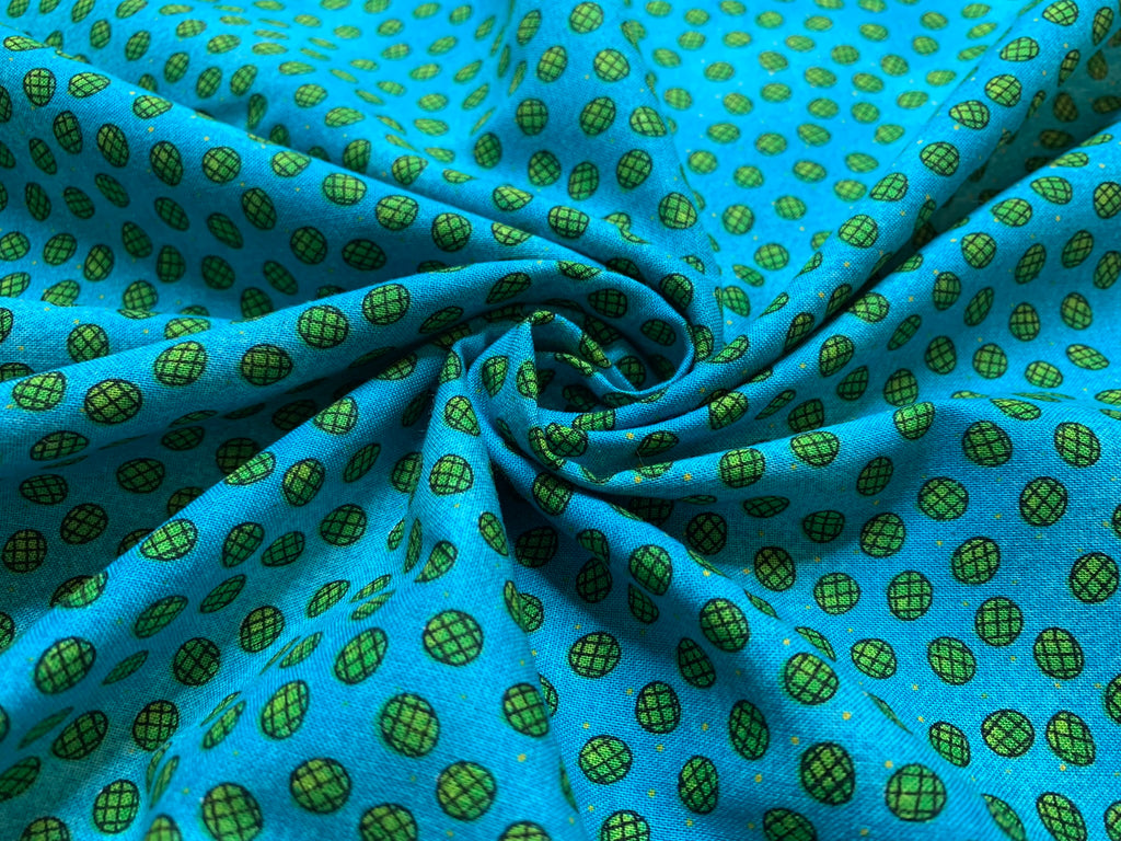 Teal Blue & Green Eggs Blender Cotton Fabric Vintage 90's OOP SSI