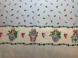 Bunnies & Tulips Border Print Cotton Fabric Vintage 90's OOP Marcus Brothers
