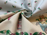 Bunnies & Tulips Border Print Cotton Fabric Vintage 90's OOP Marcus Brothers