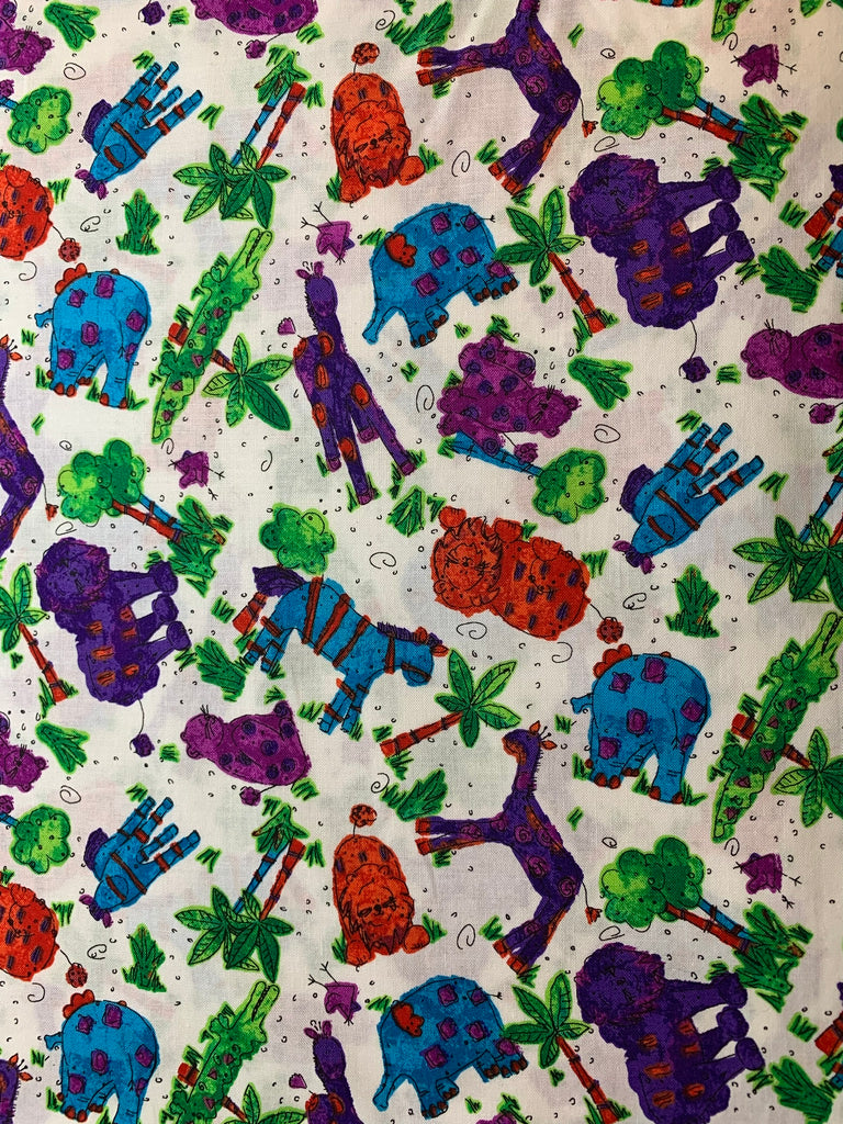 Zippity Do Za Jungle Animals Cotton Fabric Vintage 90's OOP Kid Stuff SSI