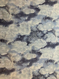 Gray Sky with Lightning Clouds Metallic Silver accents Cotton Fabric Vintage 90's OOP Timeless Treasures