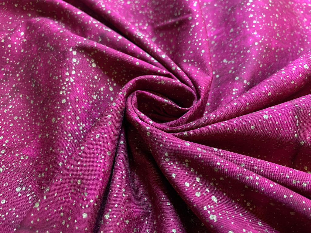 Burgundy Red with Metallic Gold Dots Cotton Fabric Vintage 90's OOP