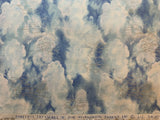 Blue Sky with Lightning Clouds Metallic Silver accents Cotton Fabric Vintage 90's OOP Timeless Treasures