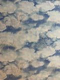 Blue Sky with Lightning Clouds Metallic Silver accents Cotton Fabric Vintage 90's OOP Timeless Treasures