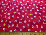 Fuchsia Pink with Daisies Cotton Fabric Vintage 90's OOP