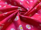 Fuchsia Pink with Daisies Cotton Fabric Vintage 90's OOP