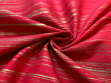 Gold Metallic Stripe on Red Batik 100% Cotton Fabric