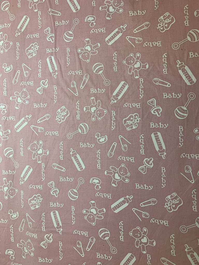 Pink Baby Motifs Cotton Fabric Vintage 90's OOP Fabric Traditions