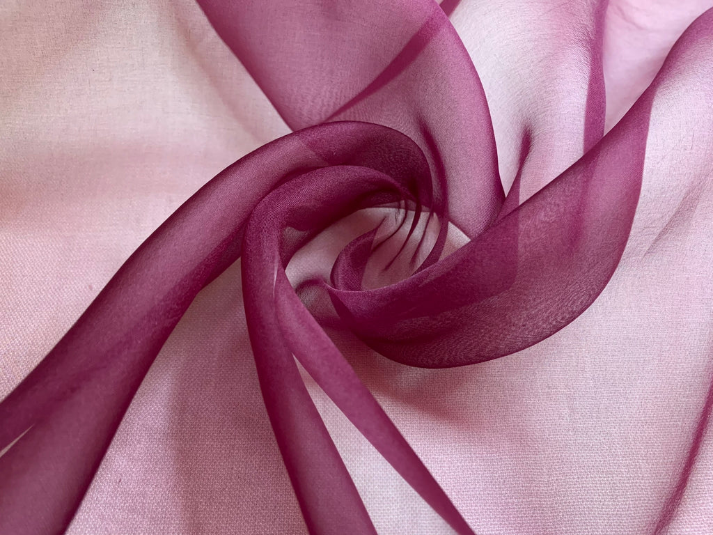 Maroon - Hand Dyed Silk Organza