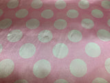 White on Pink Polka Dots - Faux Silk Charmeuse Satin Fabric