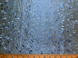 Blue with Embroidered Floral - Silk Dupioni Fabric