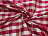 Red & White Checkered Gingham - Silk Dupioni Fabric