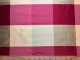 Red Gold & Sage Big Check - Silk Dupioni Fabric
