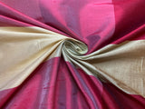 Red Gold & Sage Big Check - Silk Dupioni Fabric