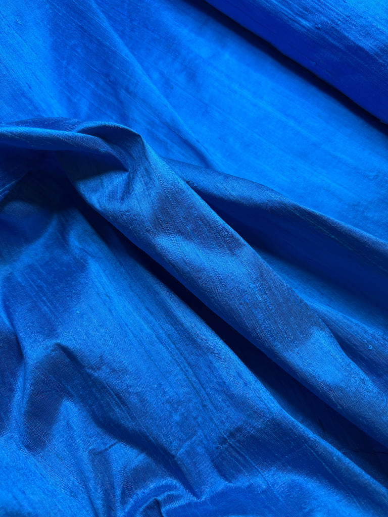 Cerulean Blue Turquoise - 100% Silk Dupioni Fabric