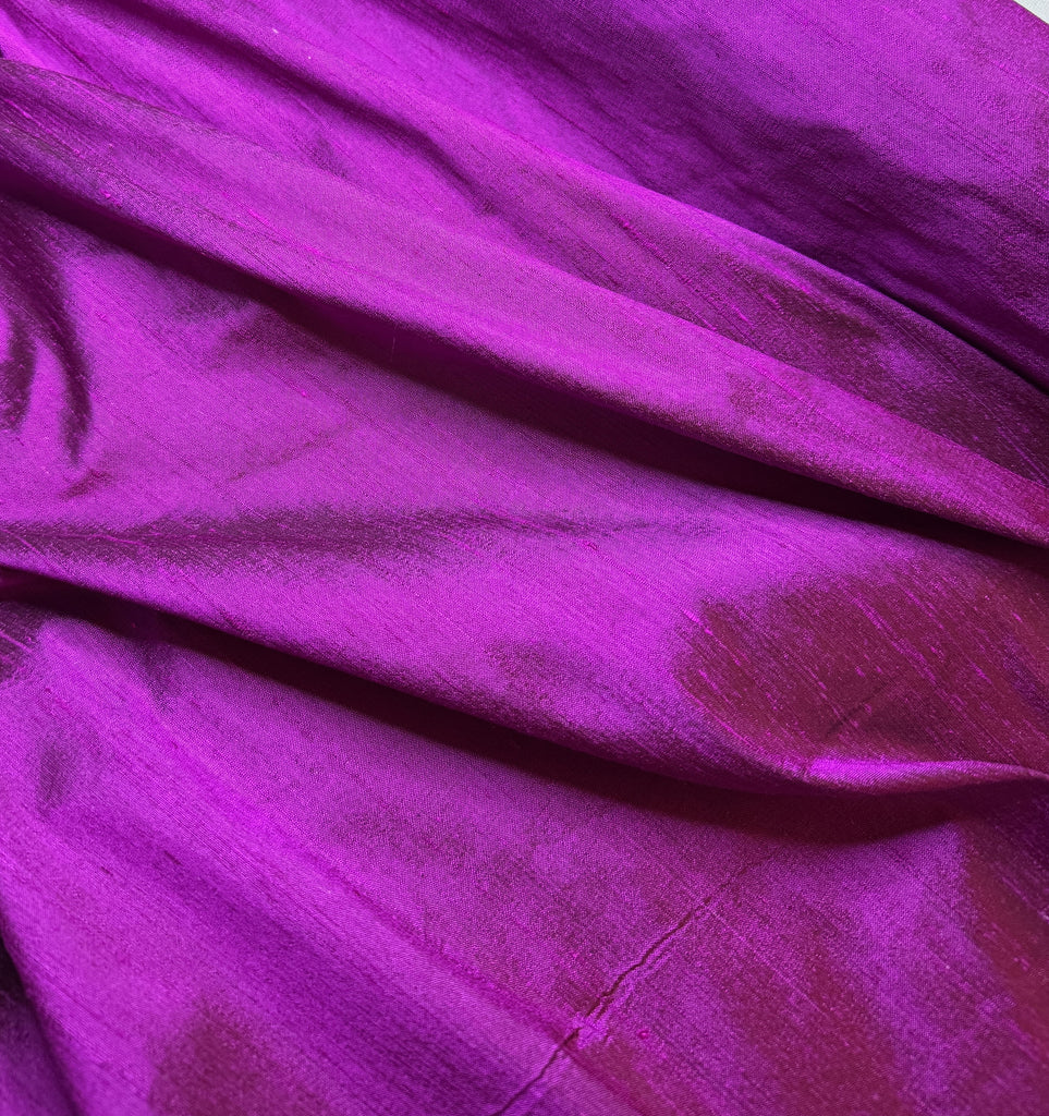 Deep Magenta Pink Purple - 100% Silk Dupioni Fabric