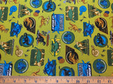 Dinosaurs on Green - Kids Room - Cosmo Japan Cotton Oxford Fabric