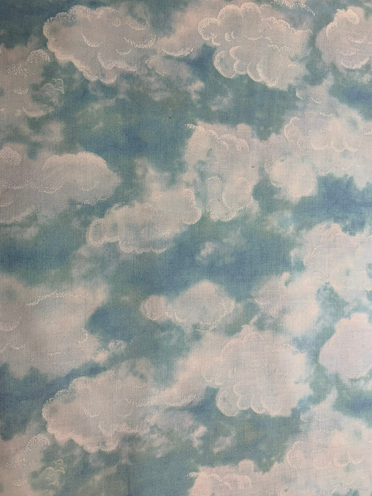 Blue Sky with Clouds Cotton Fabric Vintage 90's OOP Hi-Fashion
