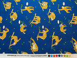Busy Sloths on Blue - Pretty Animals - Cosmo Japan Cotton Oxford Fabric
