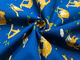 Busy Sloths on Blue - Pretty Animals - Cosmo Japan Cotton Oxford Fabric